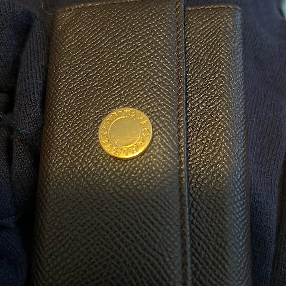 Brown Bvlgari key and card holder gold tone for keys and snap button